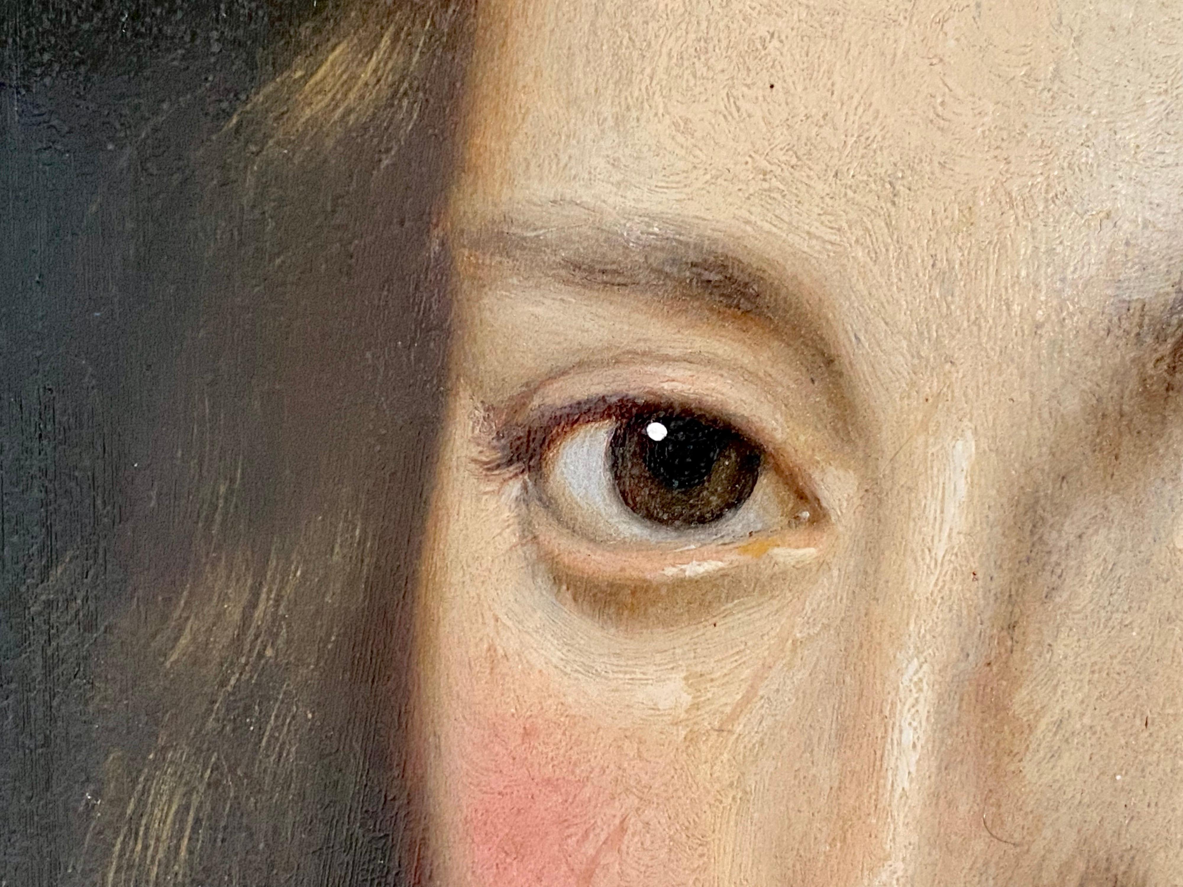 Portait de maître hollandais du XVIIe siècle représentant une dame - bijoux à collier en dentelle - Maîtres anciens Painting par Paulus Hennekin