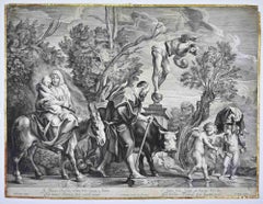 The Holy Family with Putti and... - Etching by Paulus Pontius - 17th Century