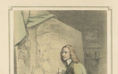 Paulus Potter – Dutch Animal Painter at Work, Hand-Colored Lithograph, ca.1850