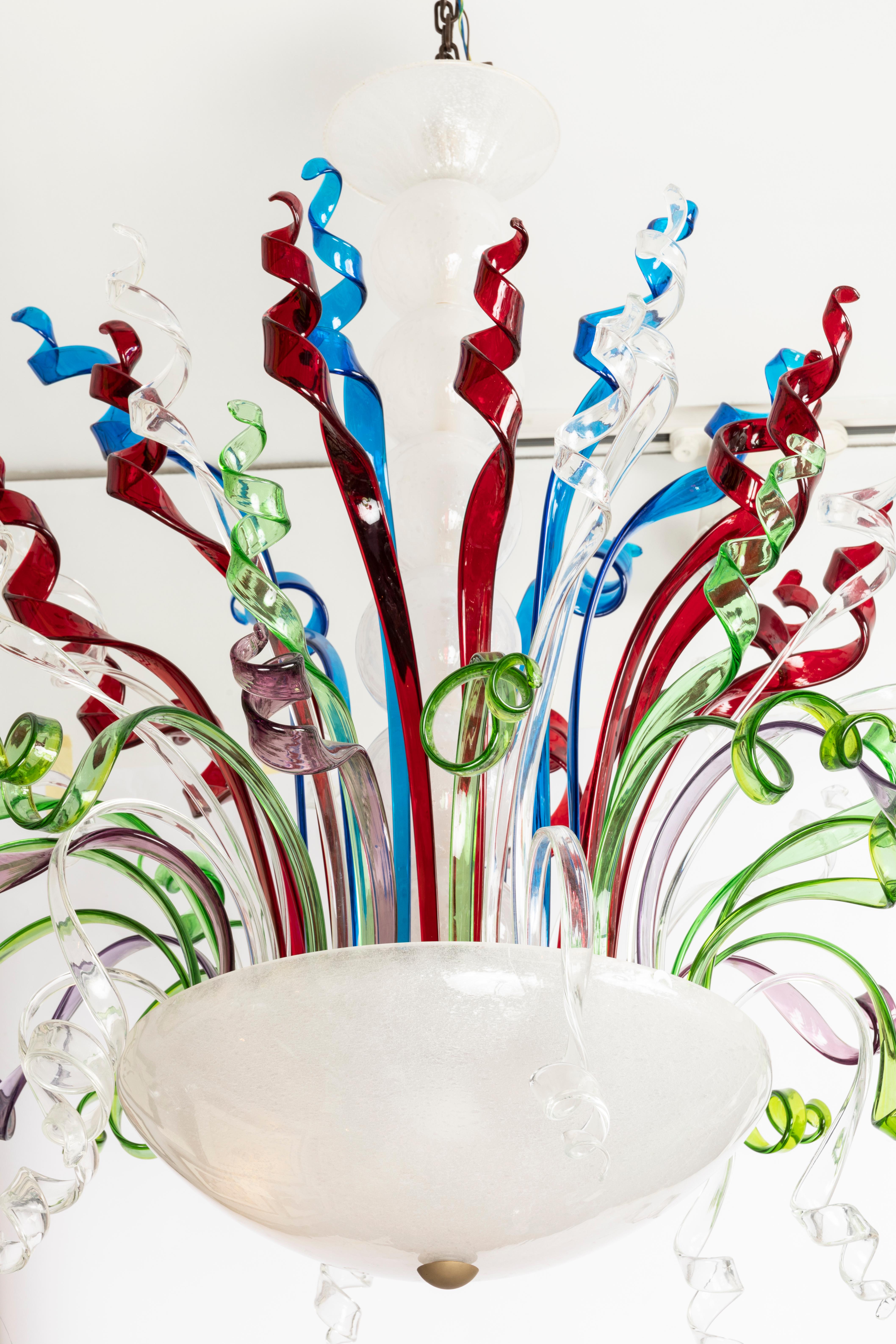 Murano Glass Pauly and C°, Murano Fireworks Fountain Chandelier, Blown Glass, Multi-Coloured For Sale