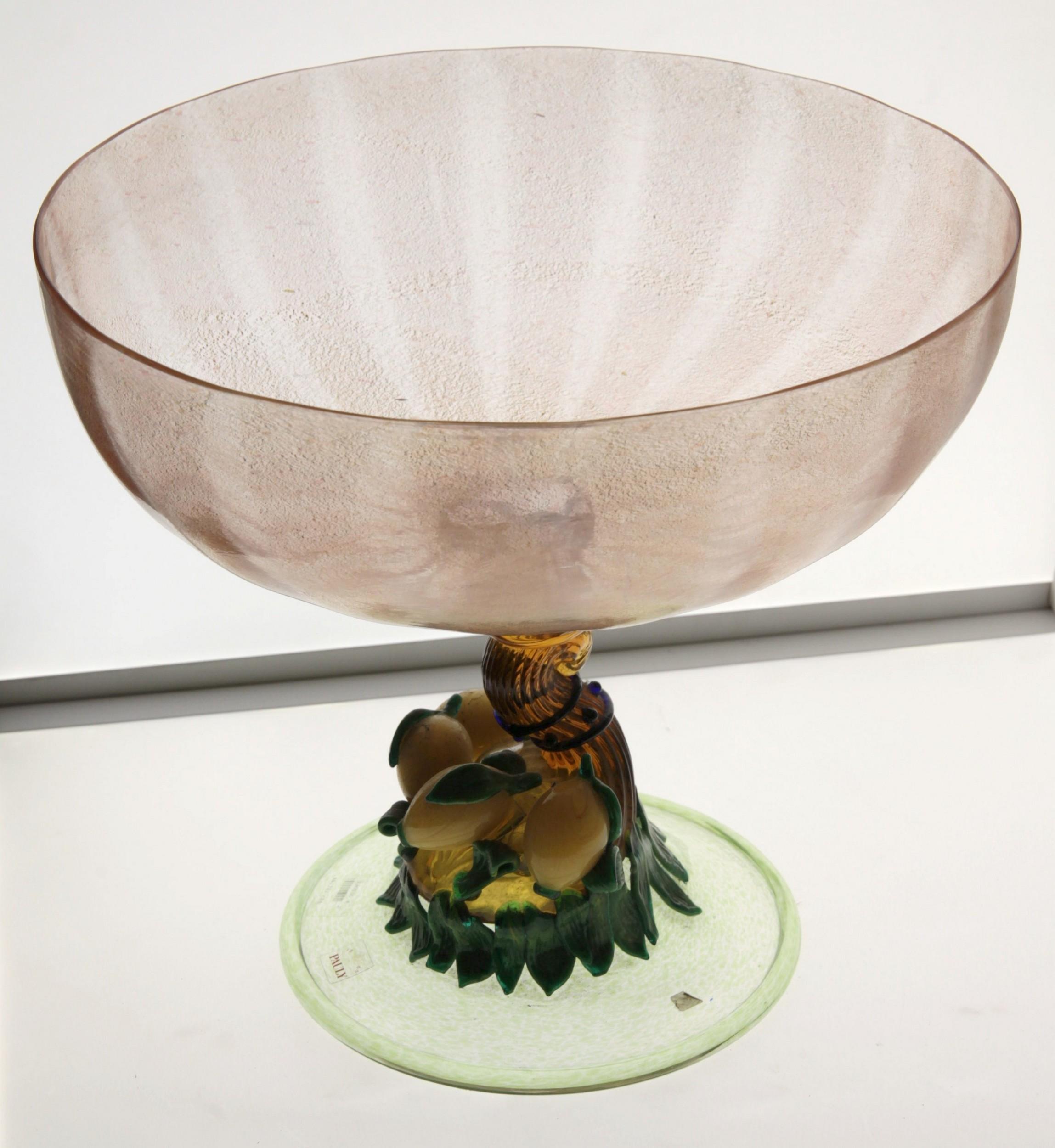20th Century Pauly Venice Cornucopia Footed Bowl, Murano Glass, Gold Leaf Applications, 1960s