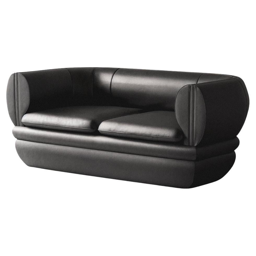 Paus 2-Sitzer Sofa Schwarzes Leder von Hermhaus im Angebot