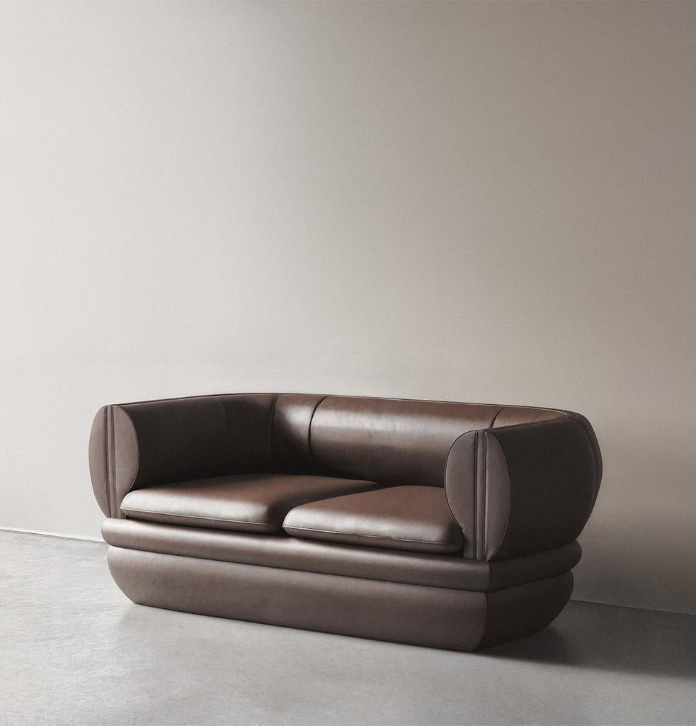 Paus 2-Sitzer Sofa Braunes Leder von Hermhaus (Moderne der Mitte des Jahrhunderts) im Angebot