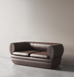 Paus 2-Sitzer Sofa Braunes Leder von Hermhaus