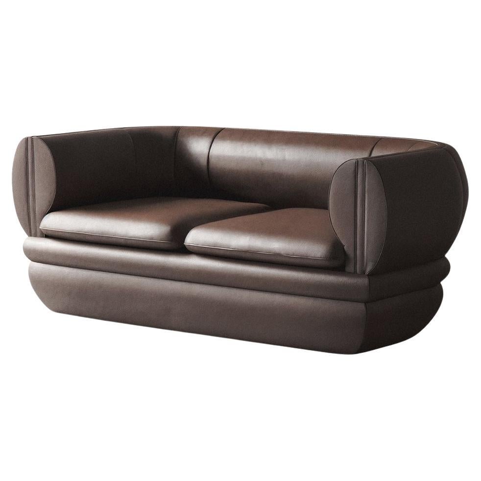 Paus 2-Sitzer Sofa Braunes Leder von Hermhaus im Angebot