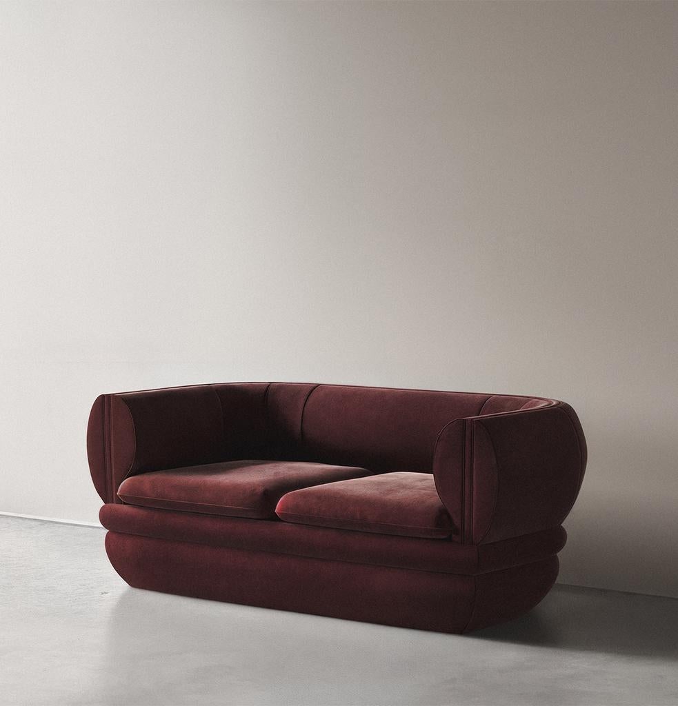 Paus 2-Sitzer Sofa Claret Red Velvet von Hermhaus (Türkisch) im Angebot