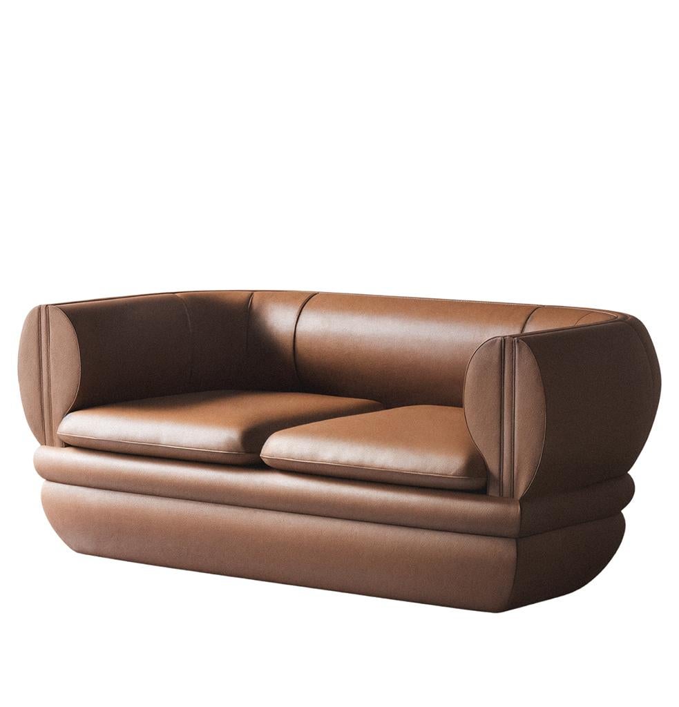 Paus 2-Sitzer Sofa Tan Leder von Hermhaus (Türkisch) im Angebot