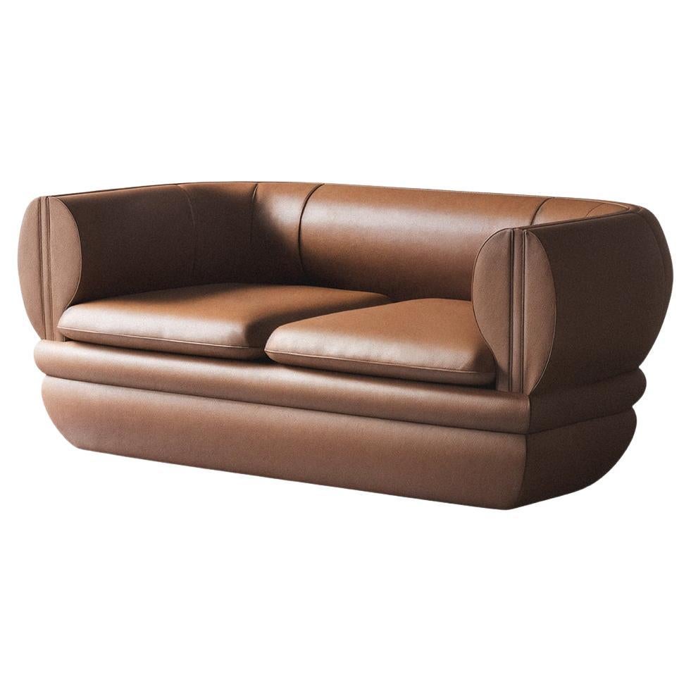 Paus 2-Sitzer Sofa Tan Leder von Hermhaus