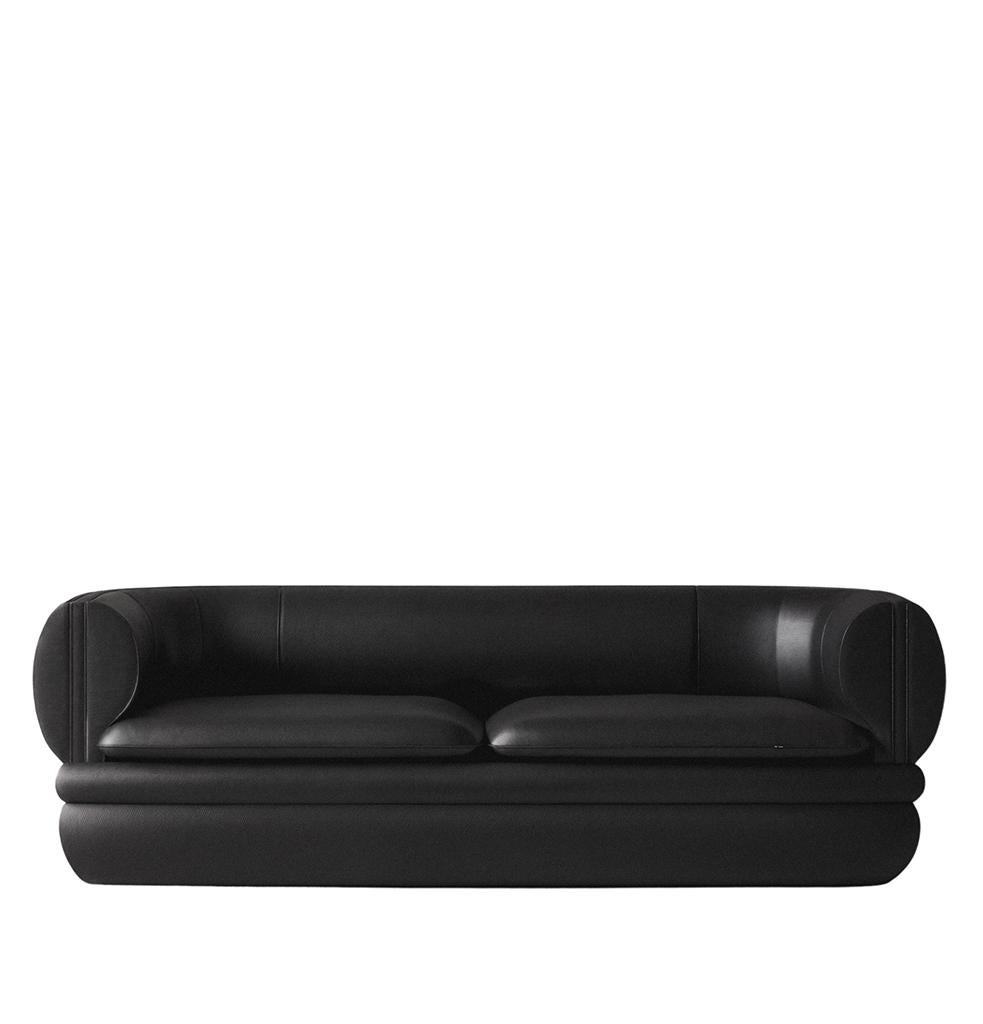 Paus 3-Sitzer Sofa Schwarzes Leder von Hermhaus (Türkisch) im Angebot
