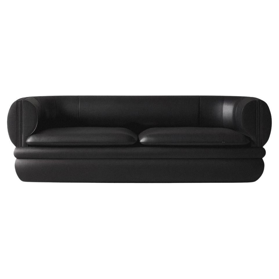 Paus 3-Sitzer Sofa Schwarzes Leder von Hermhaus