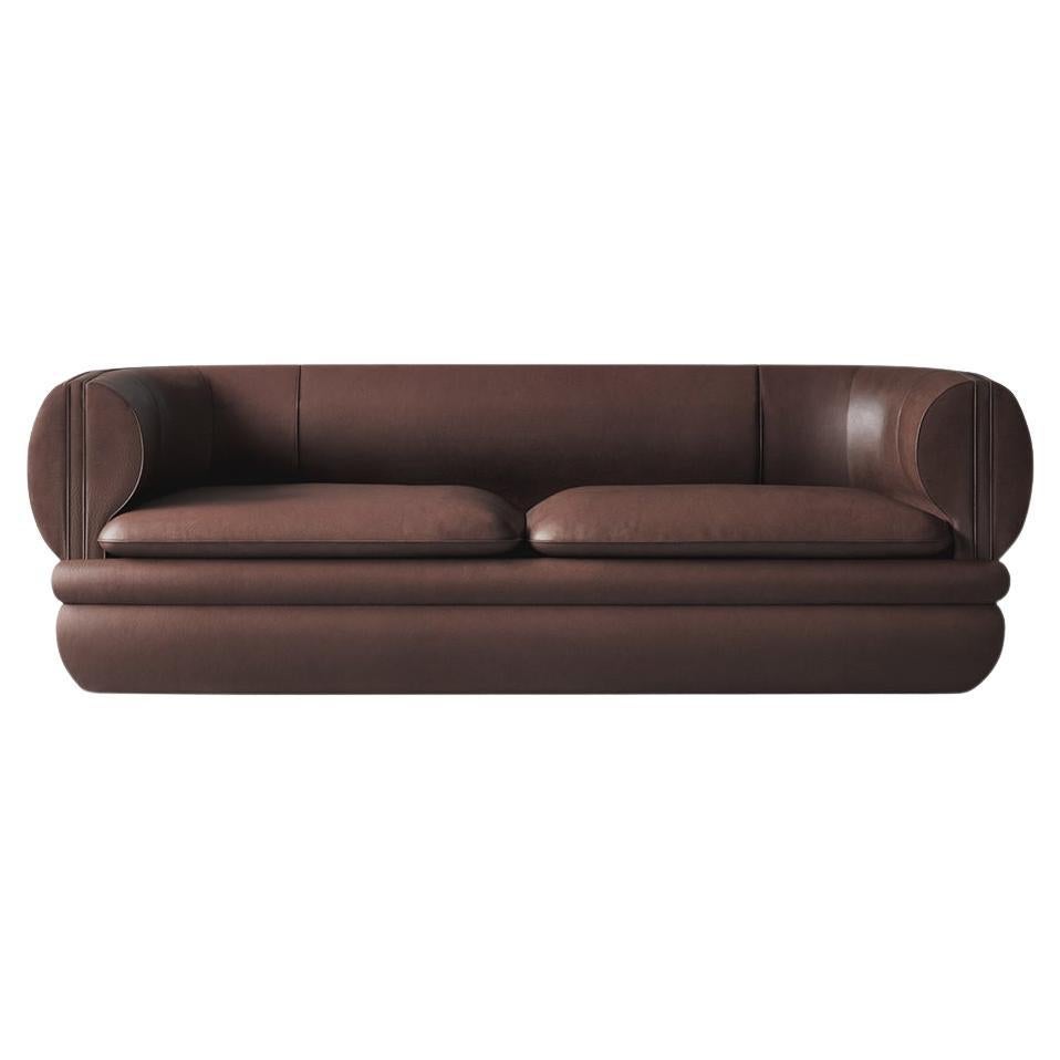 Paus 3-Sitzer Sofa Braunes Leder von Hermhaus