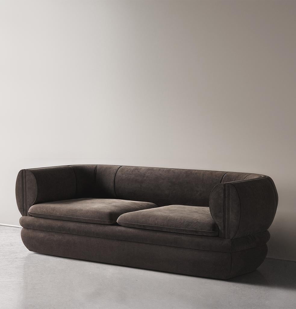 Paus 3-Sitzer Sofa Brauner Samt von Hermhaus (Moderne der Mitte des Jahrhunderts) im Angebot