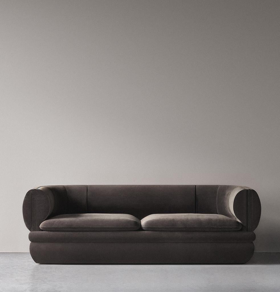 Paus 3-Sitzer Sofa Brauner Samt von Hermhaus (Türkisch) im Angebot