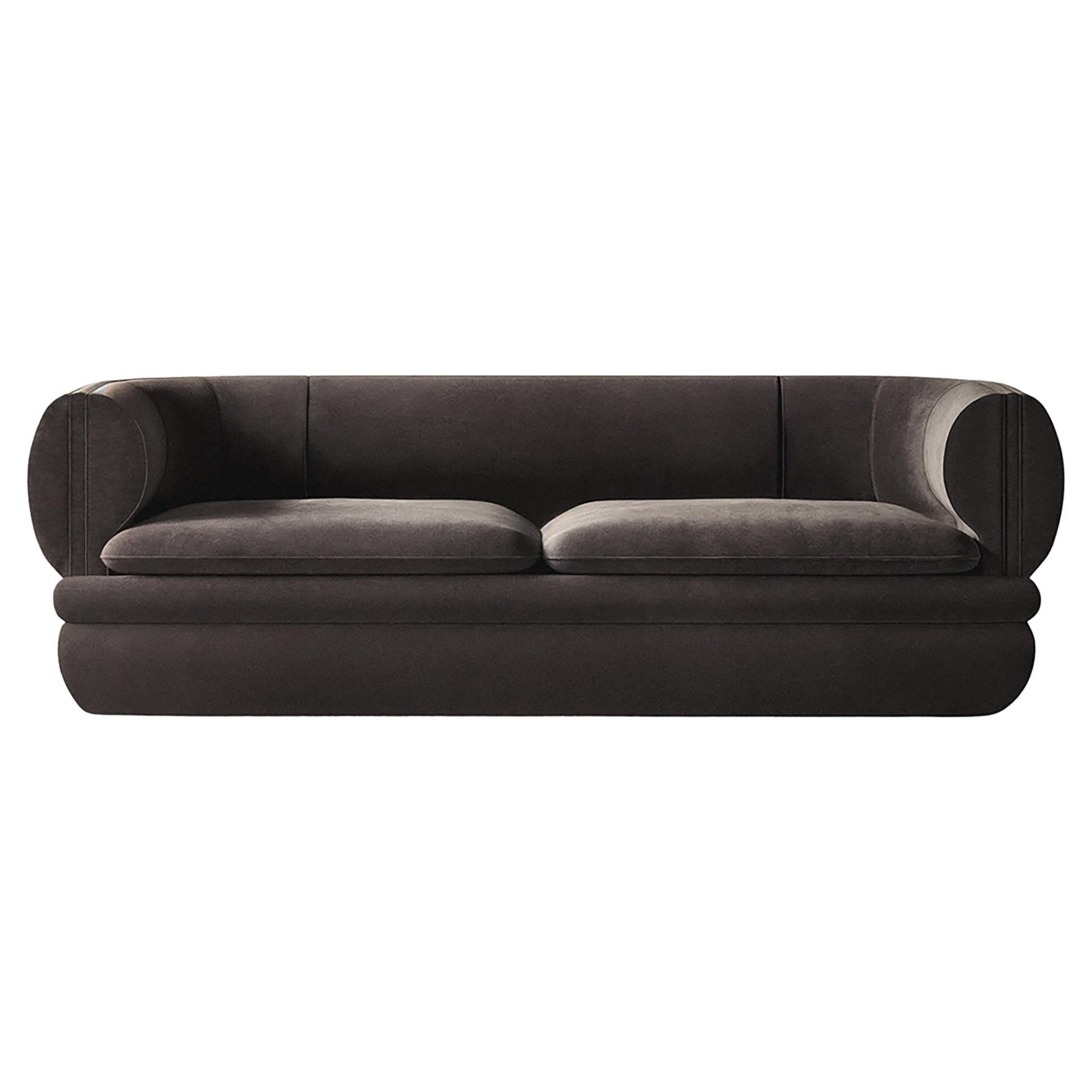 Paus 3-Sitzer Sofa Brauner Samt von Hermhaus