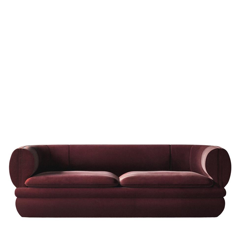 Paus 3-Sitzer Sofa Claret Red Velvet von Hermhaus (Türkisch) im Angebot