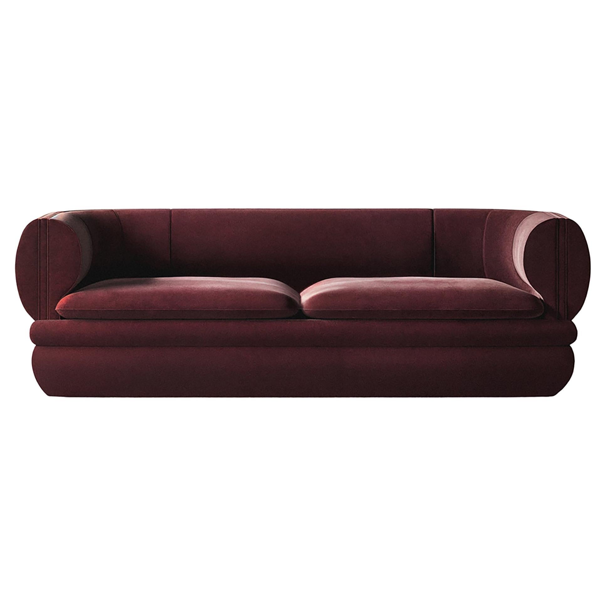 Paus 3-Sitzer Sofa Claret Red Velvet von Hermhaus