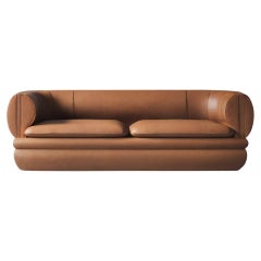 Paus 3-Sitzer Sofa Tan Leder von Hermhaus