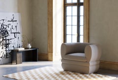 Paus Armchair by Hermhaus in Salmon Boucle, Mid-Century Modern