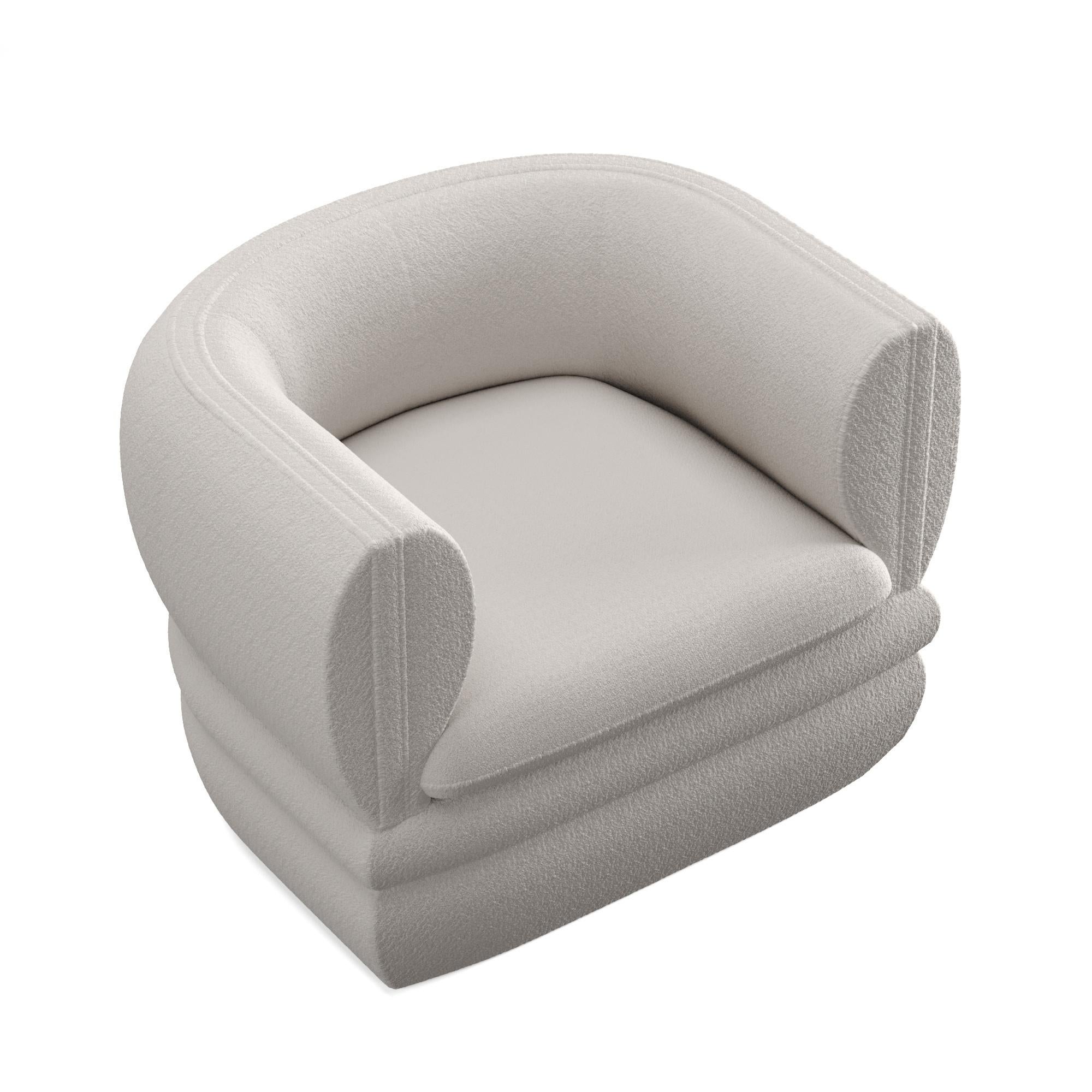 Other Paus Armchair White Boucle by Hermhaus For Sale