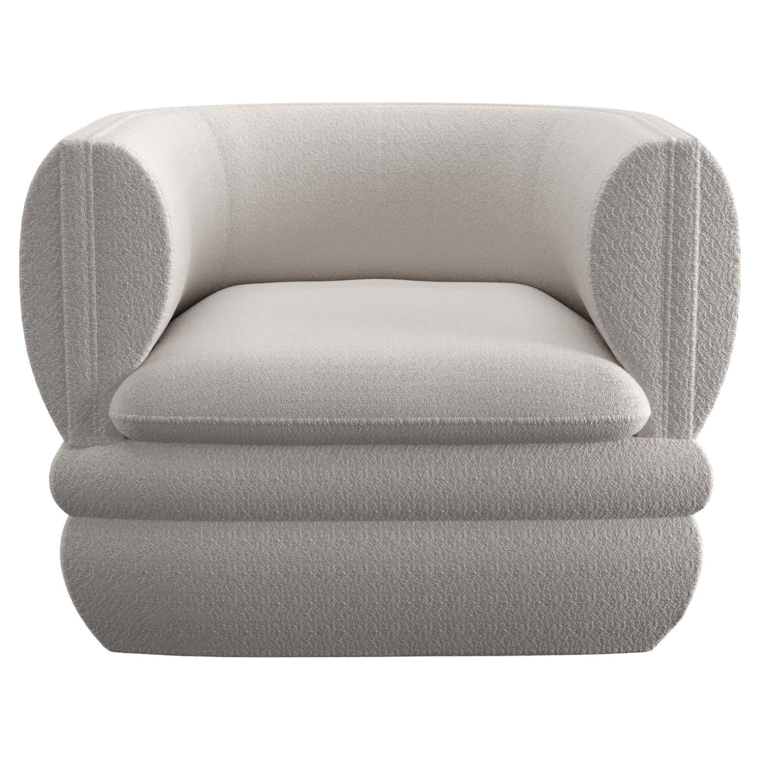 Paus Armchair White Boucle by Hermhaus