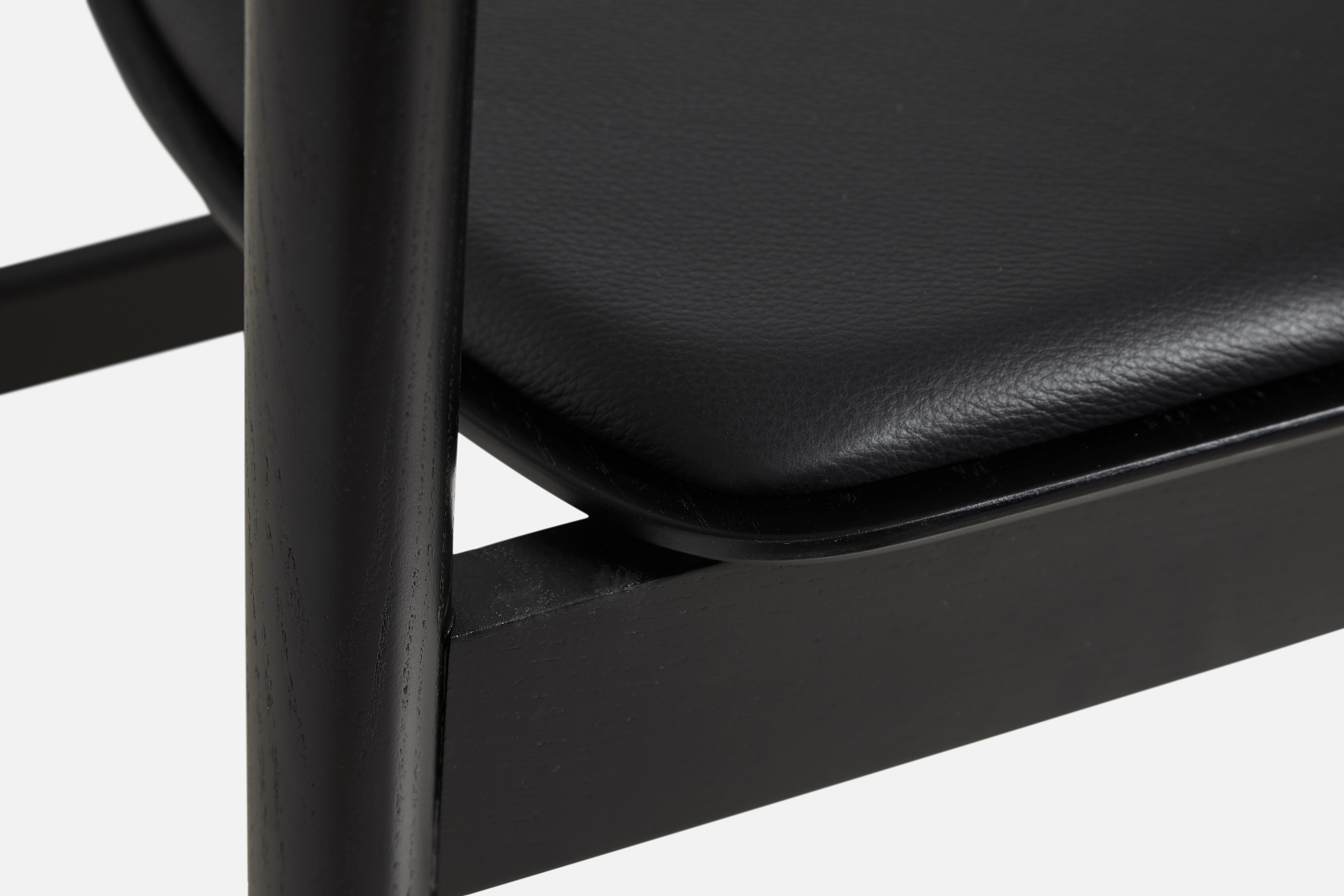 Post-Modern Pause Black Dining Chair 2.0 with Leather Seat by Kasper Nyman For Sale