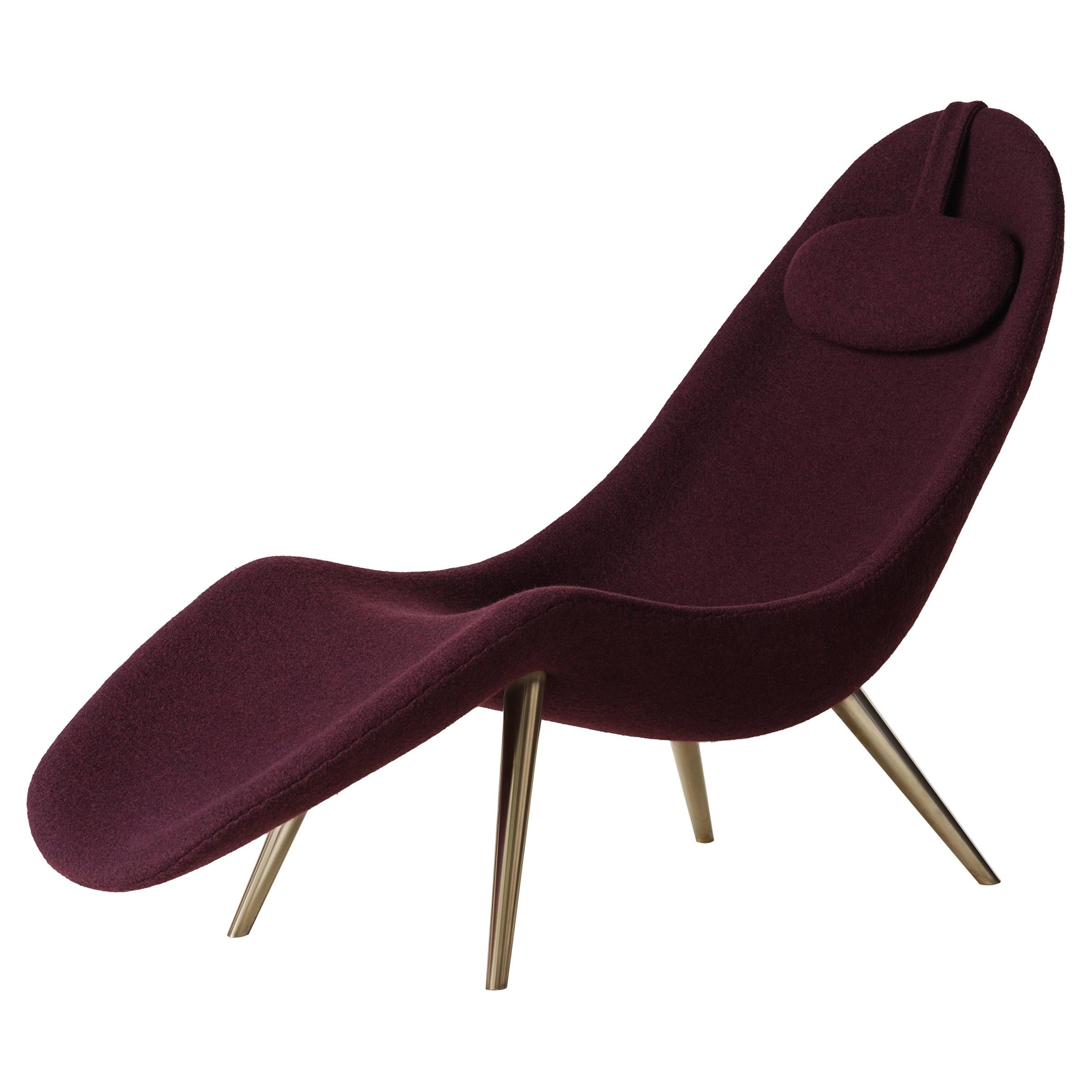 Konekt Pause Chaise Lounge with Brass Legs and Boiled Wool For Sale