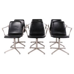 Paustian Spinal 44 Conference Chairs in Black Leather, Set of 6, Danish Design