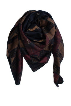 Pauw, checkered scarf with horse print
