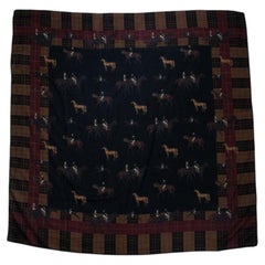 Pauw, checkered scarf with horse print