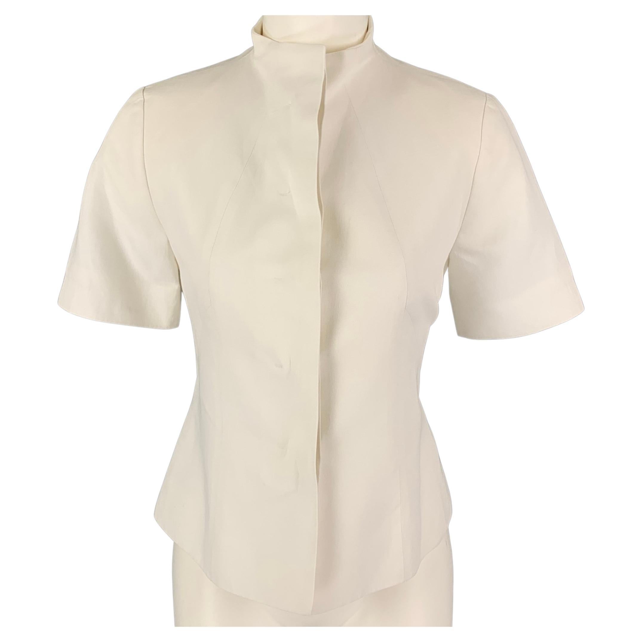 PAUW Size 2 White Cotton Linen Short Sleeve Jacket For Sale at 1stDibs