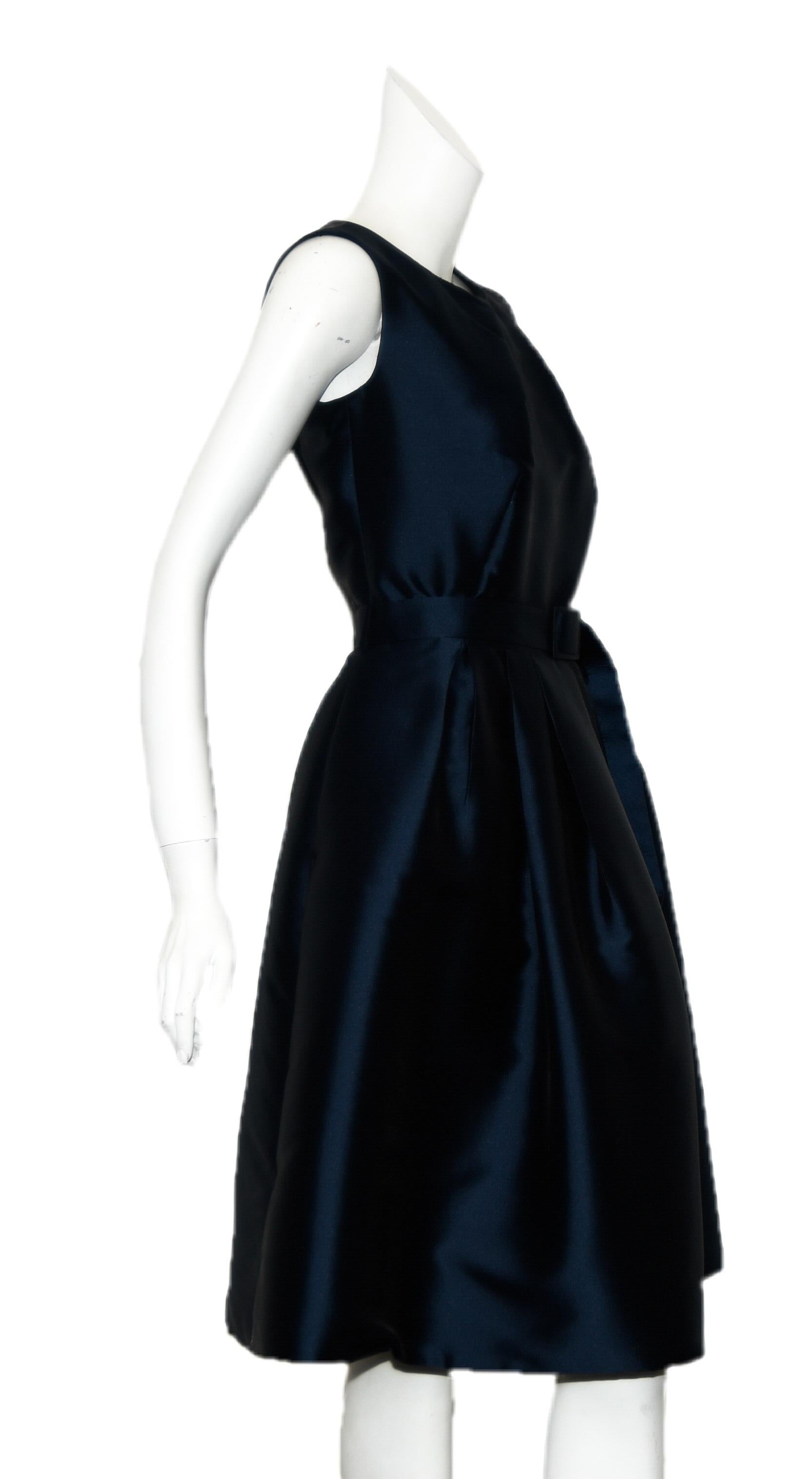 Black Pauw Sleeveless Navy Blue Gathered Waist  Dress