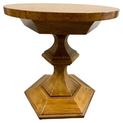 Tomlinson Furniture Walnut, Burlwood And Caned Side Table For Sale at