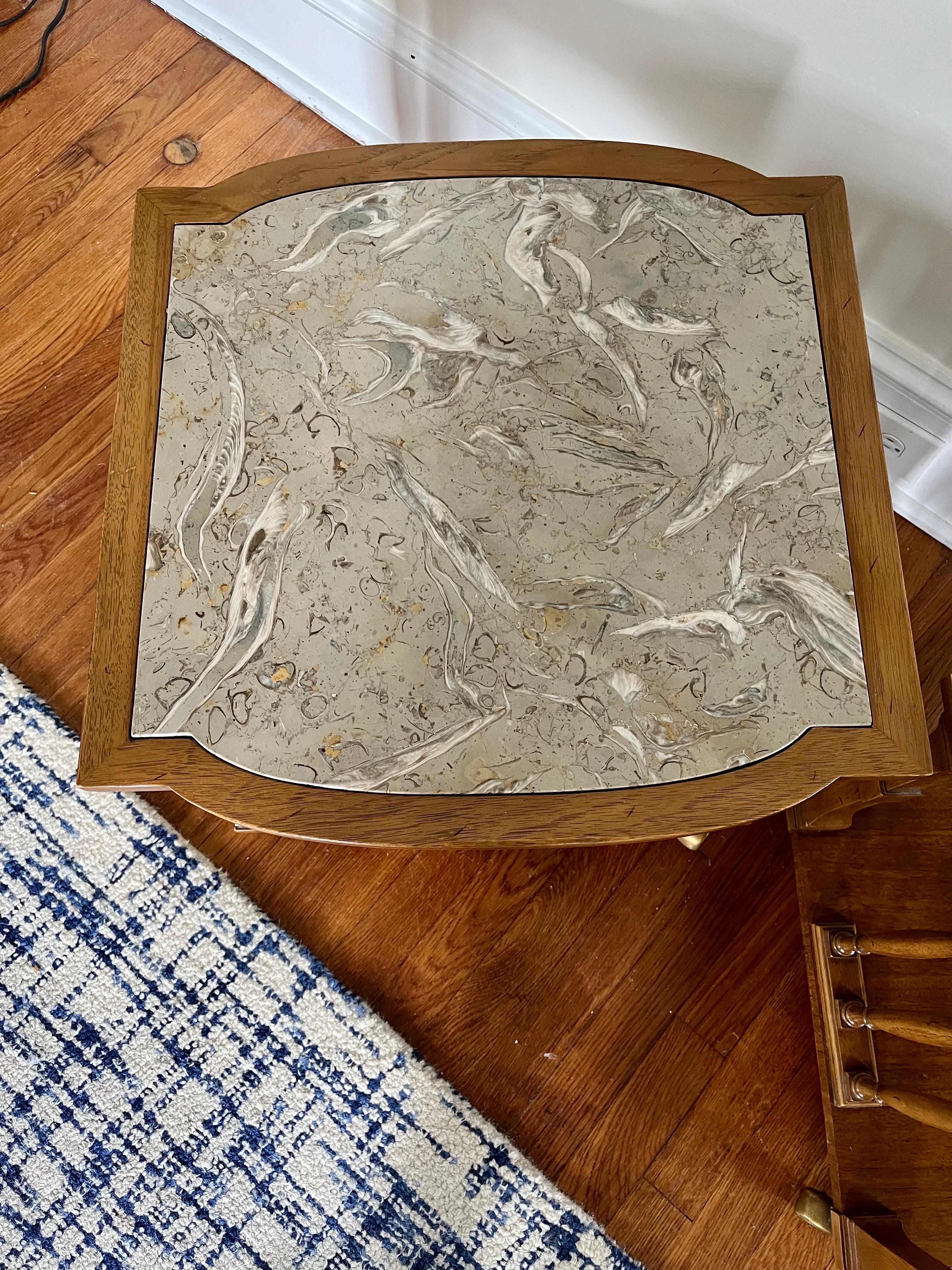 Mid-Century Modern Pavane Tomlinson Neoclassical Marble Top End Tables  For Sale
