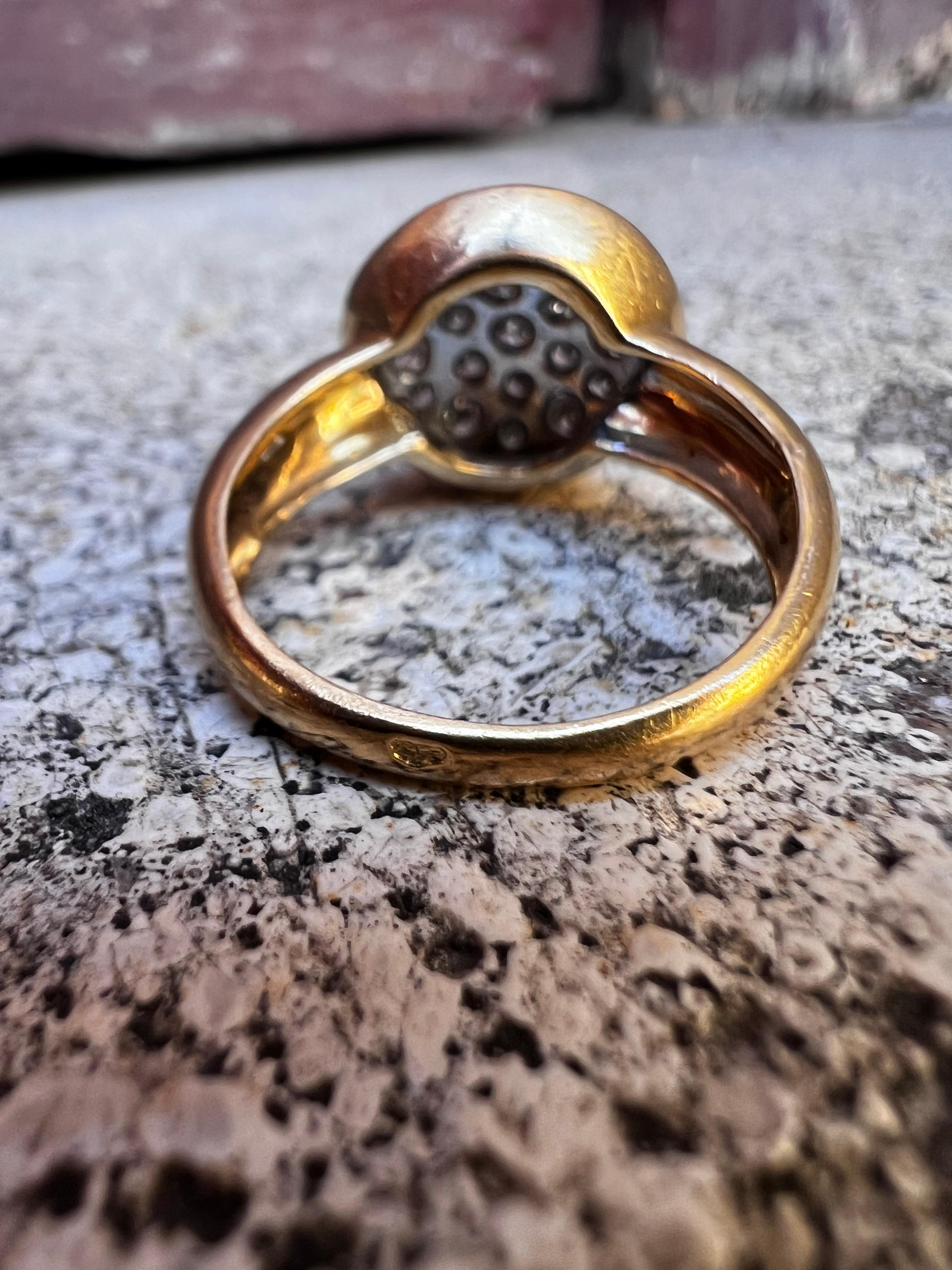 Anello con pavé di diamanti da 0,28 carati in oro giallo 18k Francia Vintage in vendita 2
