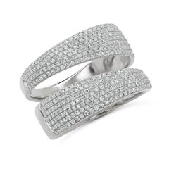 Pave 0.80 Carat Diamond White Gold Open Bypass Wrap Ring