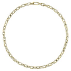 Pave 19.30 Carat Diamond Yellow Gold Paper Clip Oval Link Necklace