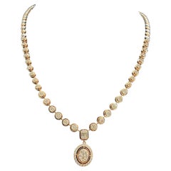 Pave 2.40 Carats F/VS1 Round Baguette Diamonds Necklace Certified 14K Rose Gold