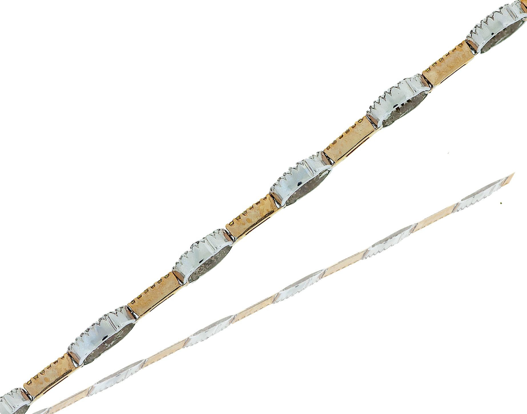 Contemporary Pave Yellow and White Diamond Tennis-Bracelet 2.50
Carat 18 Karat