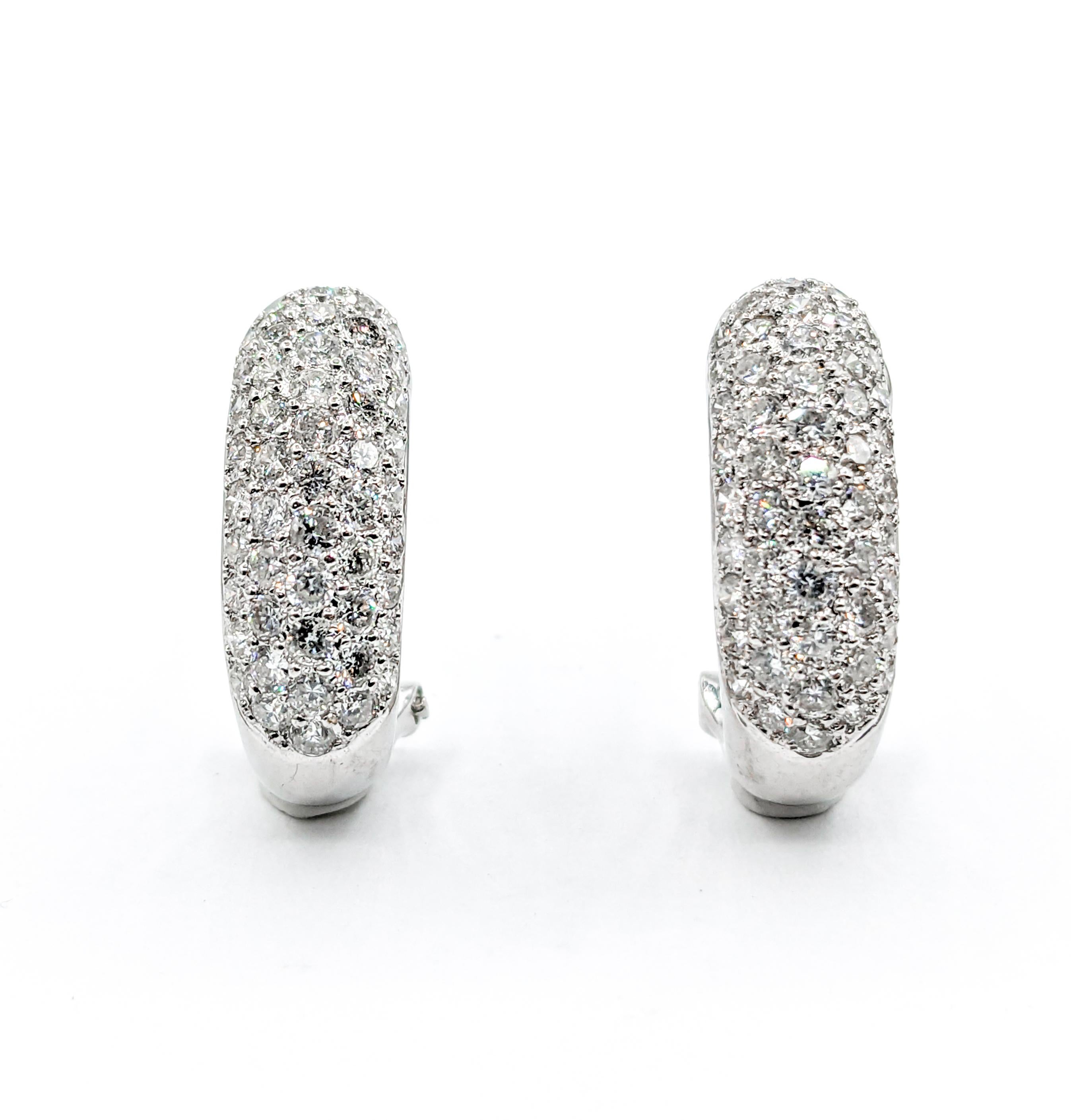 Pave 2ctw Diamond Huggie Hoops in White Gold For Sale 3