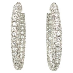 Pavé 3 Row Round Inside-Outside Diamond Hoop Earrings Set aus 18K Weißgold