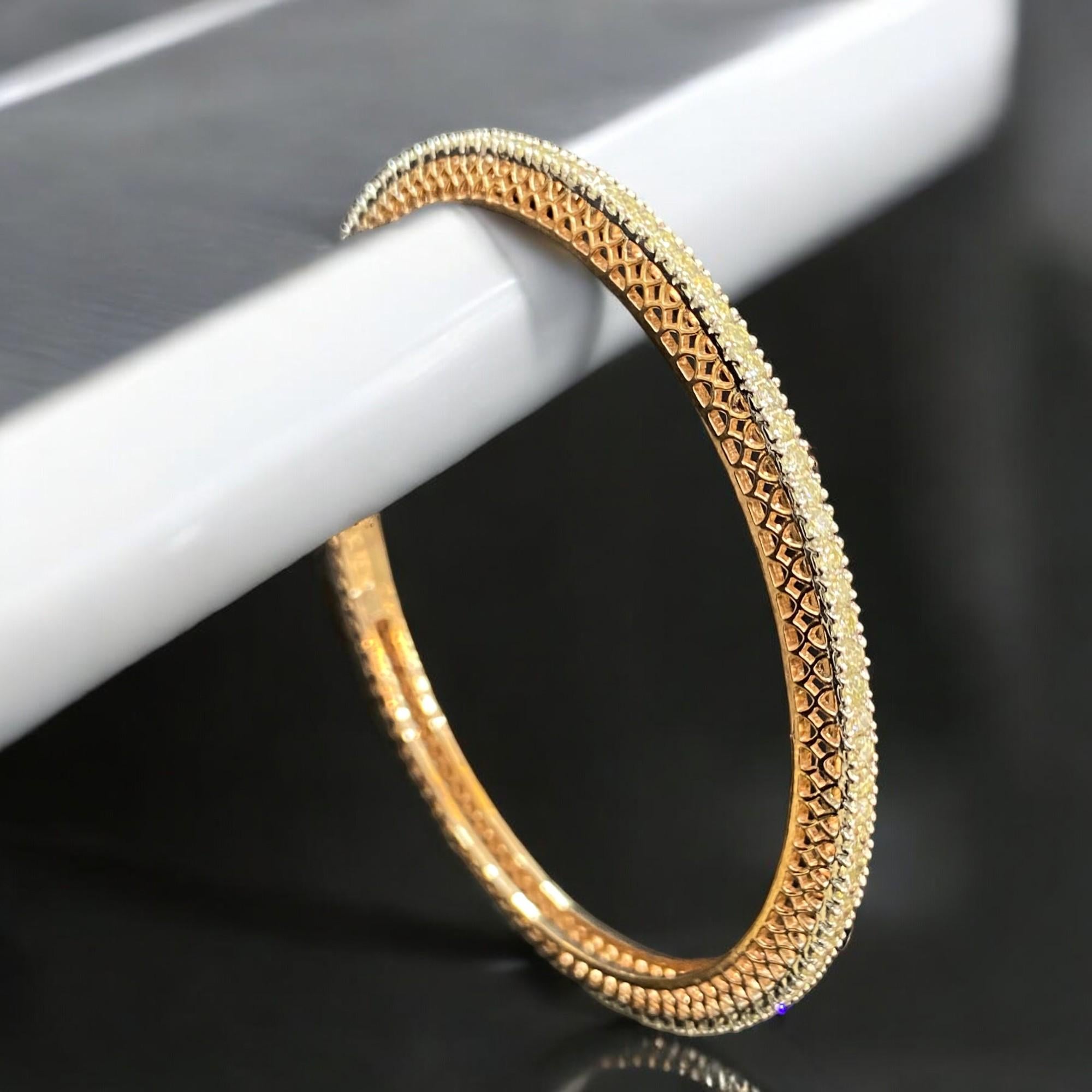 Contemporain Bracelet d'éternité en or rose 14K avec diamants Pave 3.58 Cts Round Brilliant Cut F/VS1 en vente