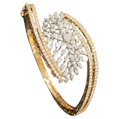 Pave 3,63 Karat F/VS1 Oval Birnenförmiges Armband mit Scharnier 14K Roségold mit runden Diamanten in runder Form
