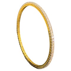 Pave 4.88 Cts Round Brilliant Cut F/VS1 Diamonds Eternity Bangle 18K Yellow Gold