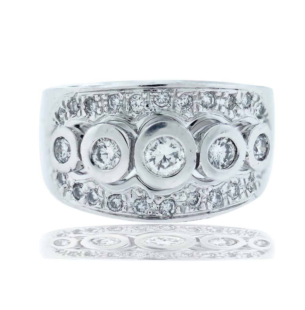 Contemporary 5-Stone Bezel Diamond Band Ring 11.60 mm  For Sale