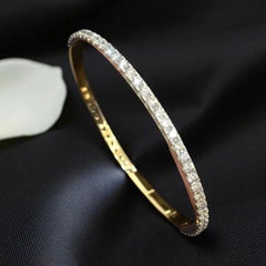 Pave 5,08 Karat F/VS1 Runde Brillanten Eternity Armreif 14K Gelbgold
