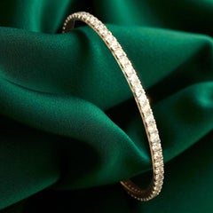 Pave 5.08 Carats F/VS1 Round Brilliant Diamonds Eternity Bangle 14K Yellow Gold