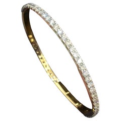 Pave 5.08 Carats F/VS1 Round Brilliant Diamonds Eternity Bangle 14K Yellow Gold