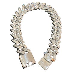 Used Pave 9.72 Cts Round Brilliant F/VS1 Diamonds Men's Cuban Link Bracelet 18K Gold