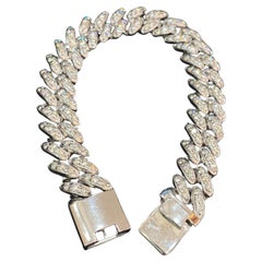 Bracelet à maillons cubains pour hommes en or 18 carats avec diamants ronds brillants de 9,72 carats F/VS1