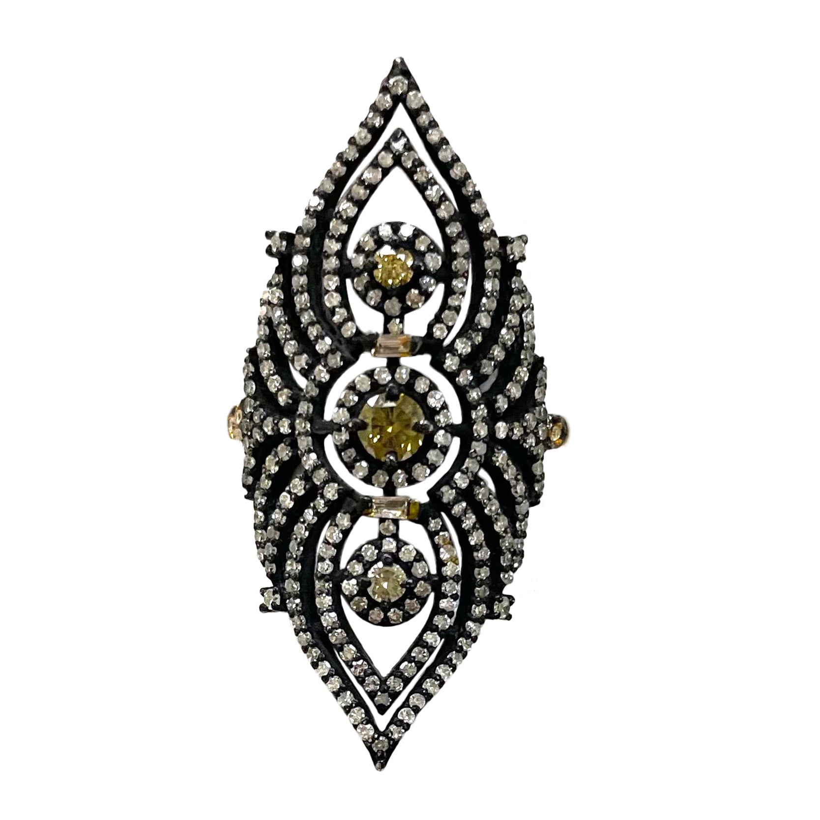 Anello Paradizia con pavé e diamanti gialli in vendita